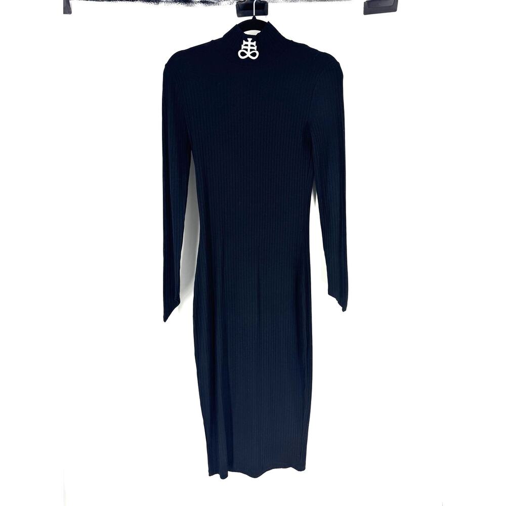 Disturbia Leviathan RIbbed Midi Bodycon Long Sleeve Dress